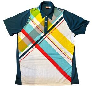 Men's Puma Multicolor Short Sleeve Golf Shirt, Size XL, EUC
